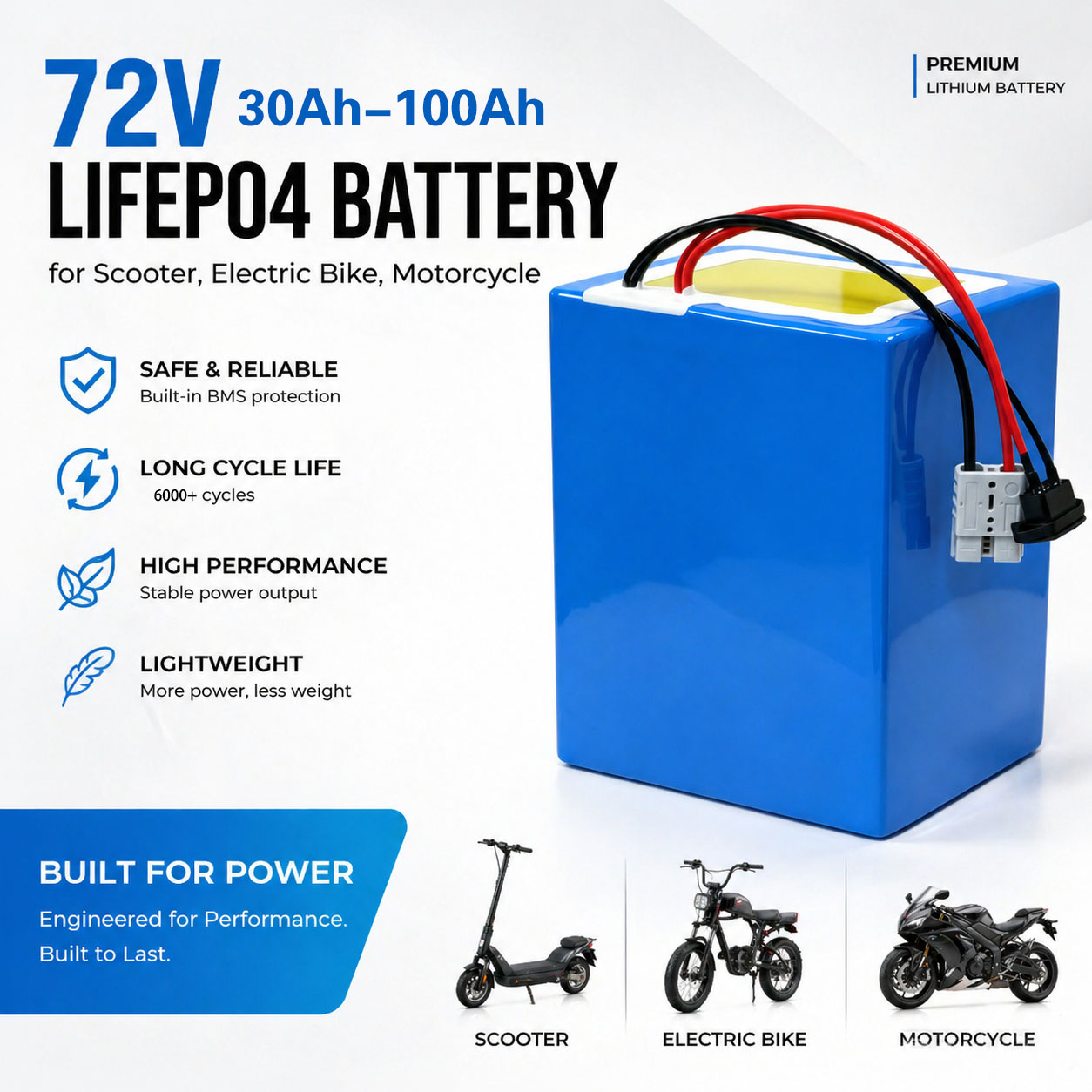72V 30Ah Lifepo4 Battery Pack - Batteria al Litio LiFePO4 72V 50Ah