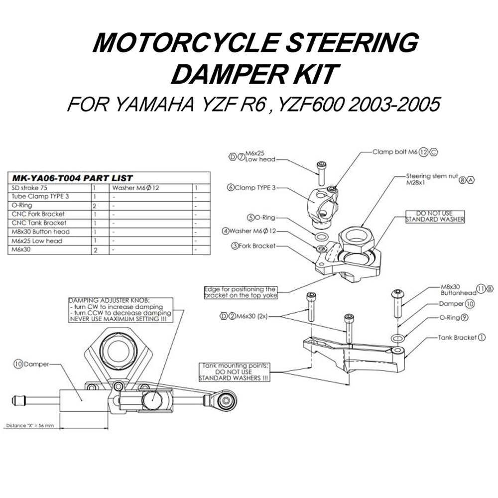 Per YAMAHA YZF600 R6 2003-2005 - Steering Damper Stabilizer Kit Cnc recensione e prezzo