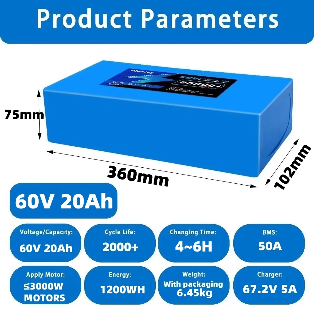 Batteria al Litio Aleaivy 60V  - 60V 30Ah 21700 Battery Pack recensione e prezzo