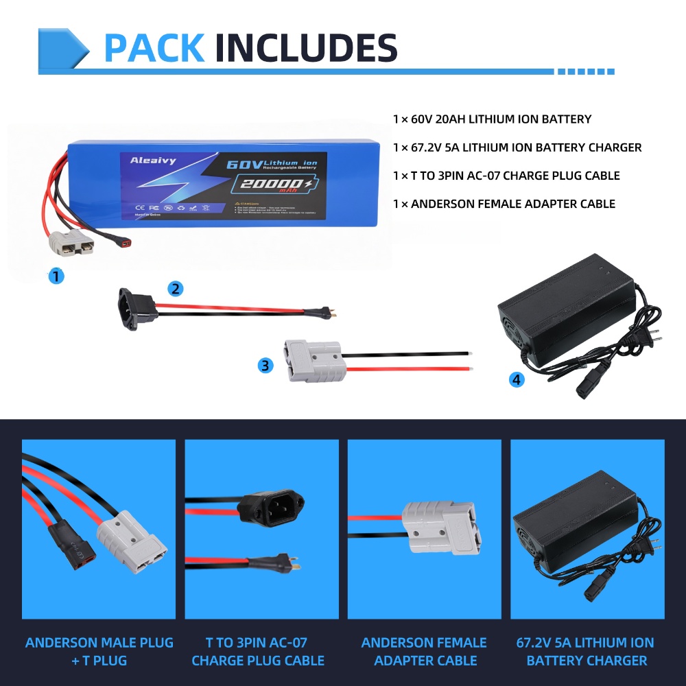 Batteria al Litio Aleaivy 60V  - 60V 30Ah 21700 Battery Pack recensione e prezzo